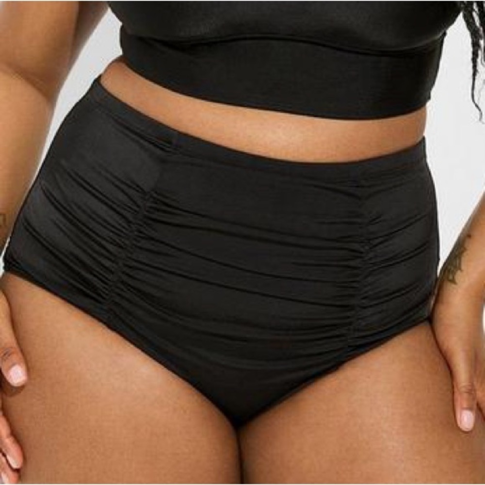 Torrid High Rise Ruched Swim Bottoms